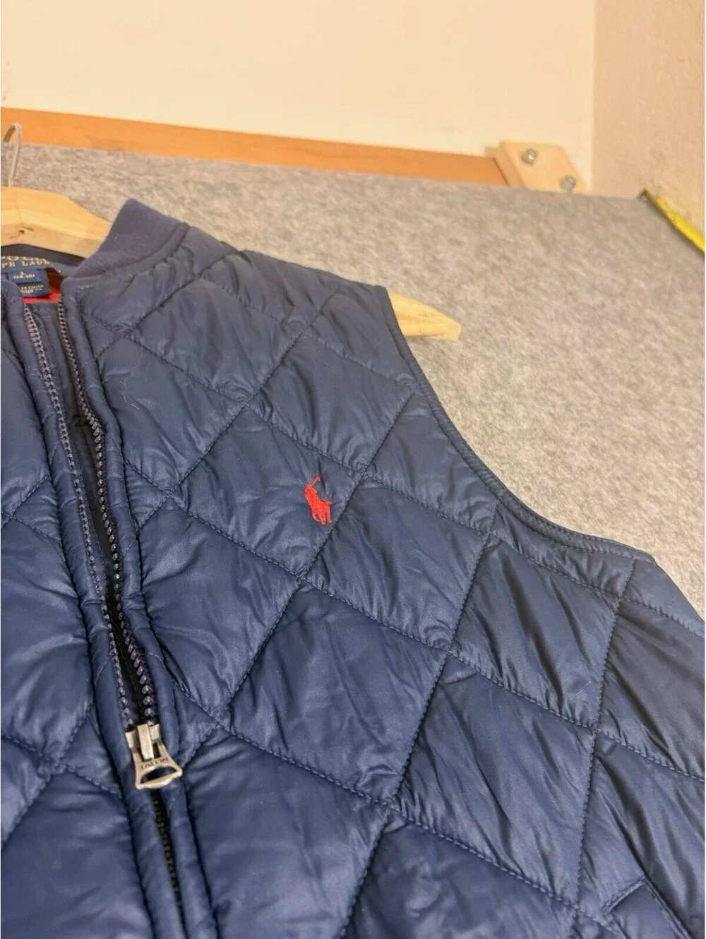 Polo Ralph Lauren Vest Jacket Youth Large Blue Quilted Snap Puffer Pony Logo